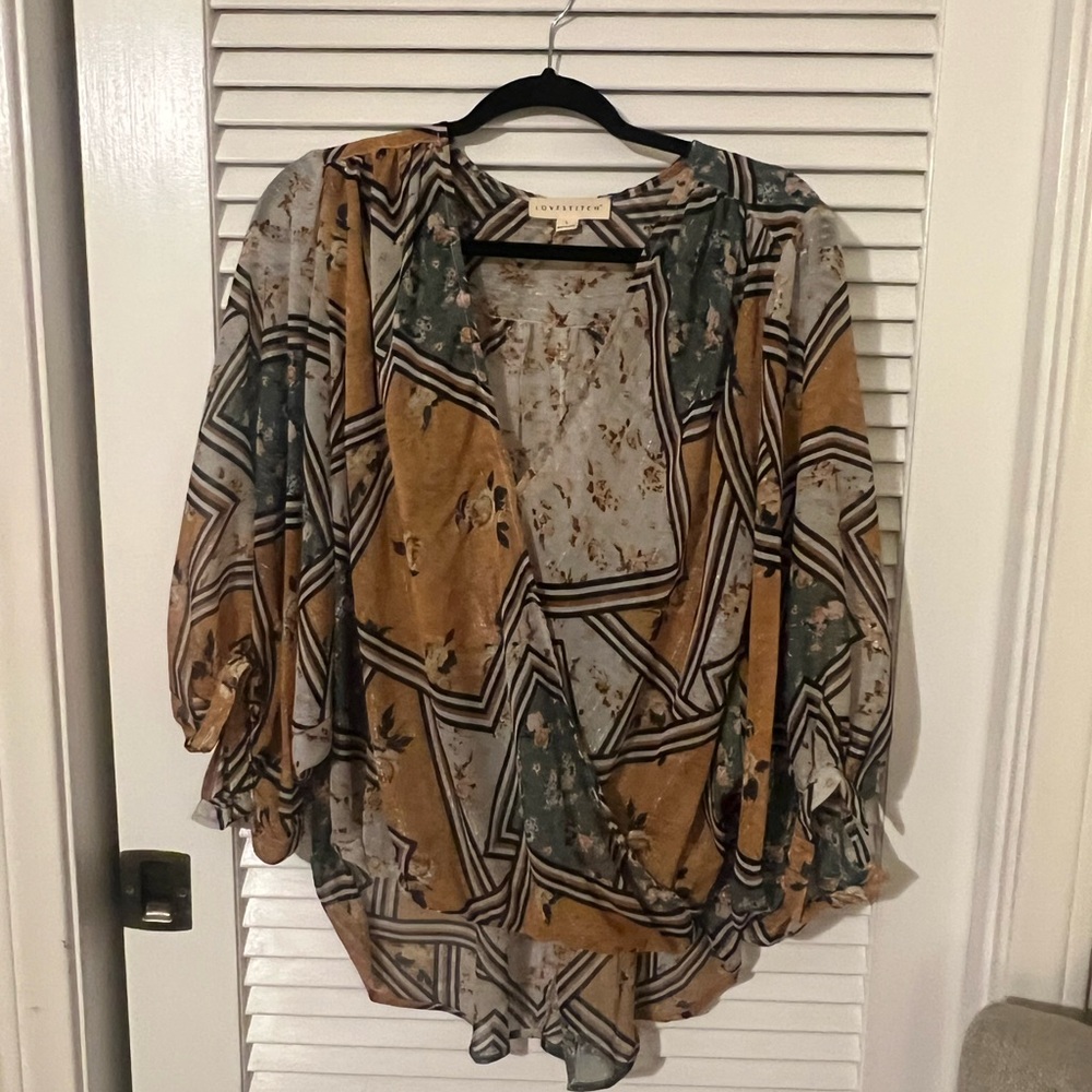 Boutique Geometric Print Blouse - Multicolor